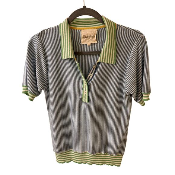 Draw & Fade Tops - Draw & Fade Women's Cool Max Cotton Striped Polo Golf Sweater, S